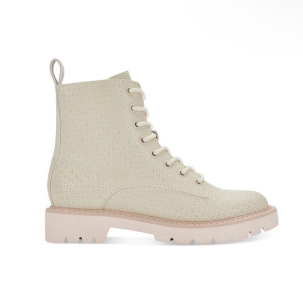 NWT Dolce Vita Piker Ivory Perforated Combat Boots - Picture 2 of 13